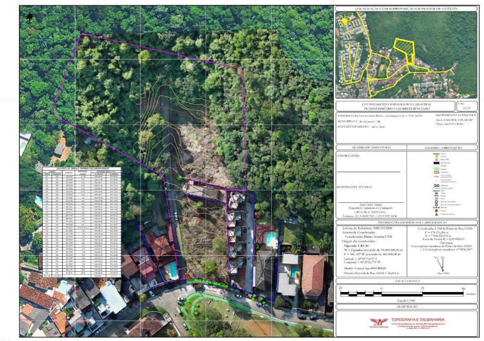 Planta e ortofoto da área objeto da ação de usucapião