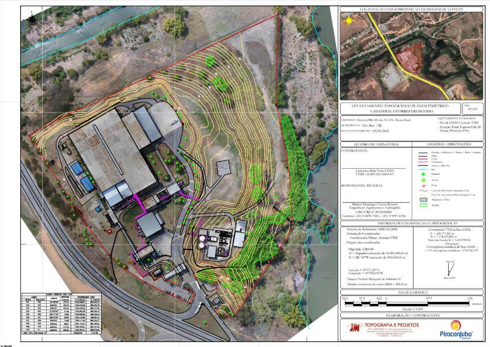 Planta técnica georreferenciada de unidade industrial