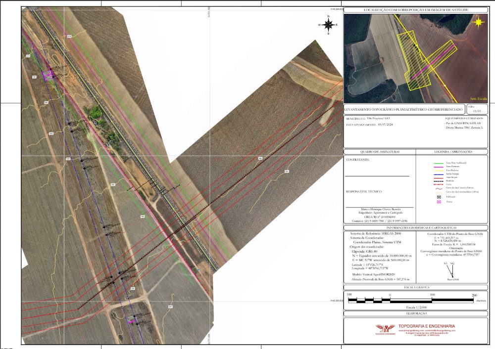 Planta com faixas de voo do aerolevantamento LiDAR em Barro Alto
