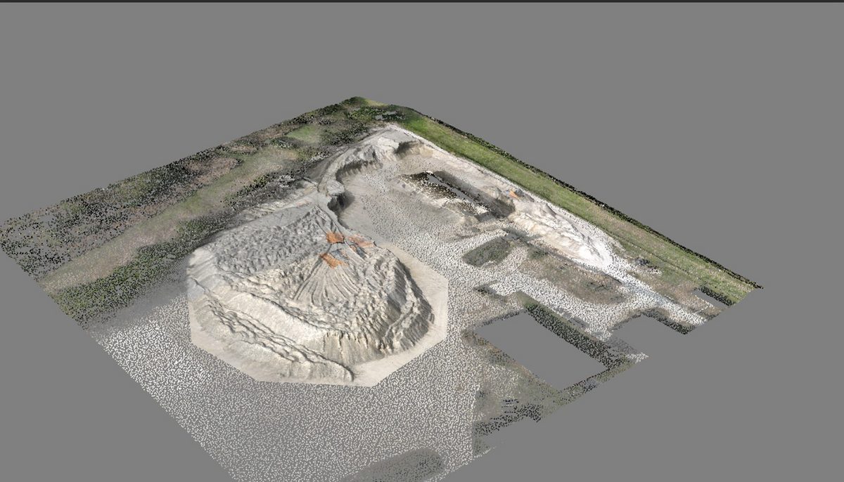 Modelo 3D de pilha de gesso gerado por fotogrametria na Knauf